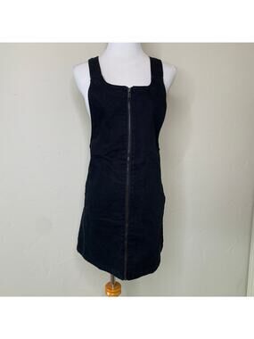 Forever 21 Black Denim Overall Dress Sz Small